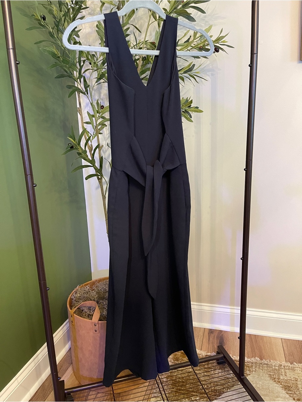 LOFT Blue Sleeveless Romper with Waist Tie